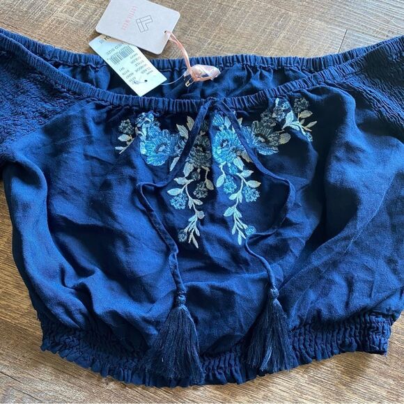 PacSun Top Peasant Festival Embroidered Tassel Cropped Boho NEW Medium - Picture 4 of 13
